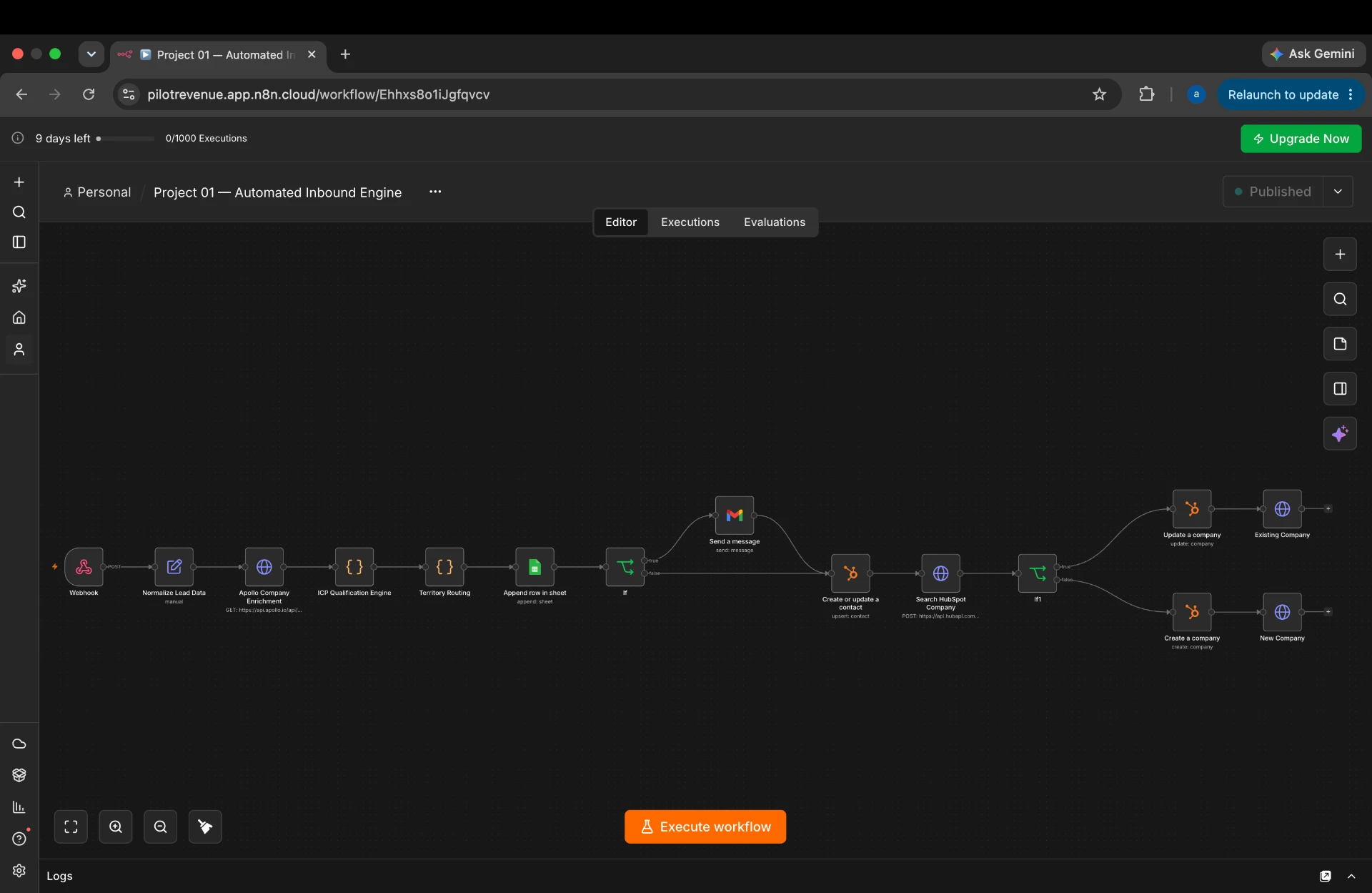 n8n workflow for the Automated Inbound Lead Engine